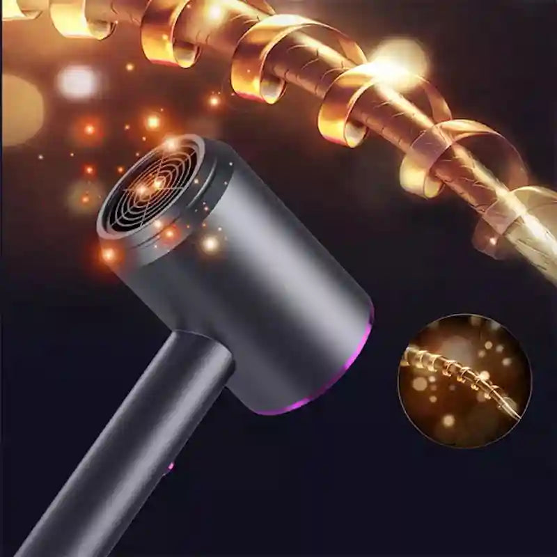 Professional 1000W ionic hair dryer in matte black, featuring fast-drying tech and hot/cold settings for healthy hair.