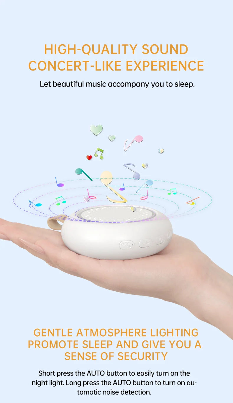 Baby White Noise Machine Rechargeable Timed Shutdown Sleep Machine Baby Sleep Sound Player Night Light Timer Noise Player