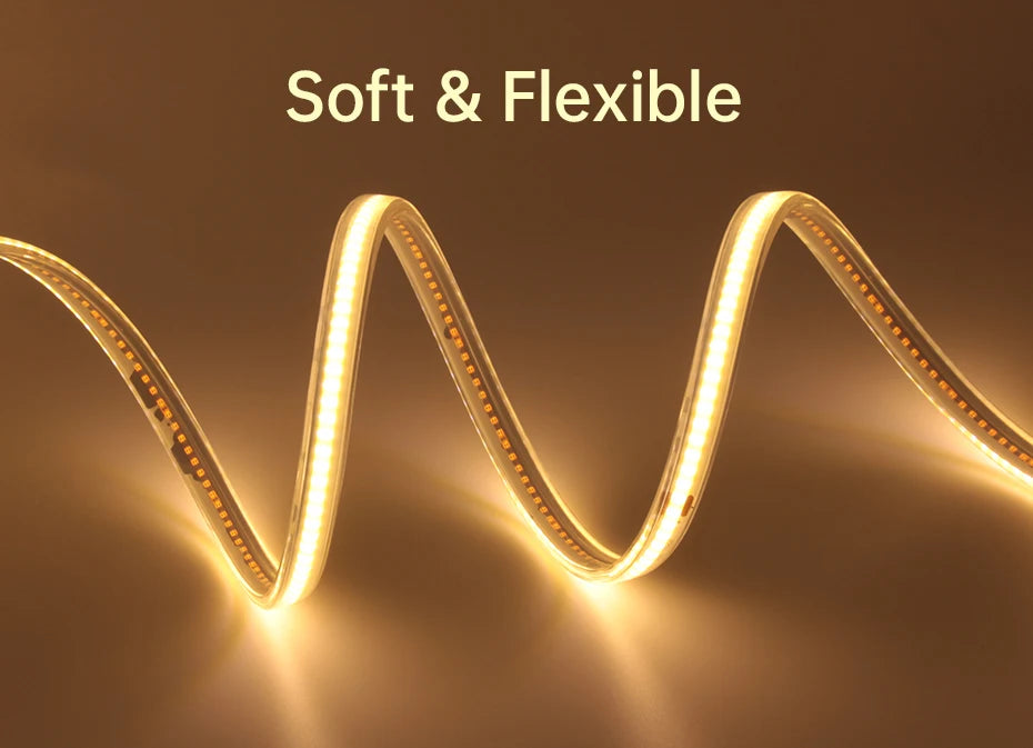 AC 220V COB LED Strip Light 288LEDs/m IP65 Waterproof 1m-50m Flexible Tape with EU/AU Power Plug for Home Lighting Decor