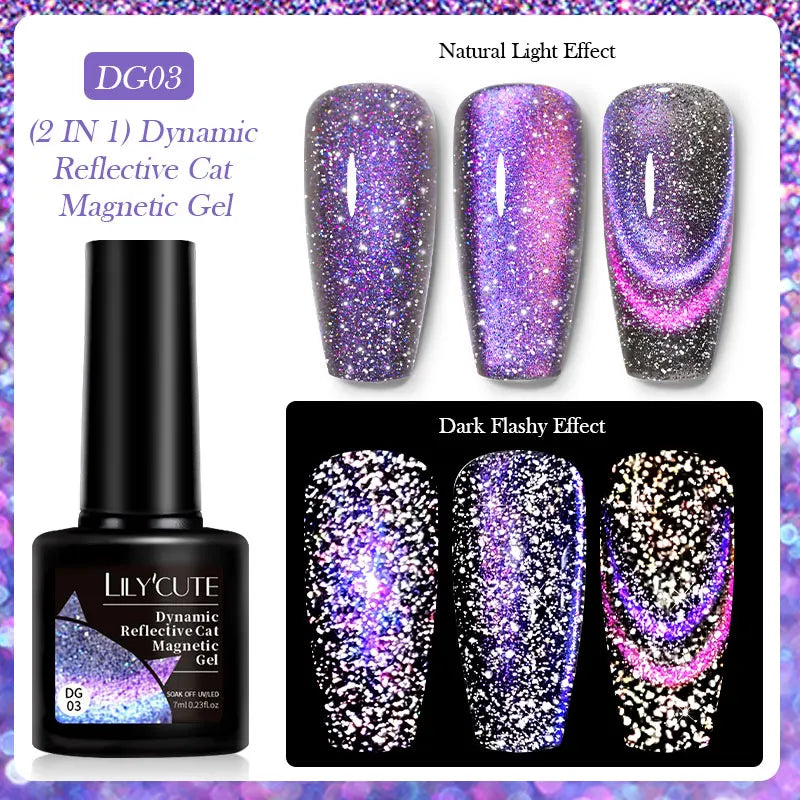Magnetic Cat Eye Gel Nail Polish – Reflective UV Soak Off Kit Permanent Makeup Machines LC-DG03 Tidesmit