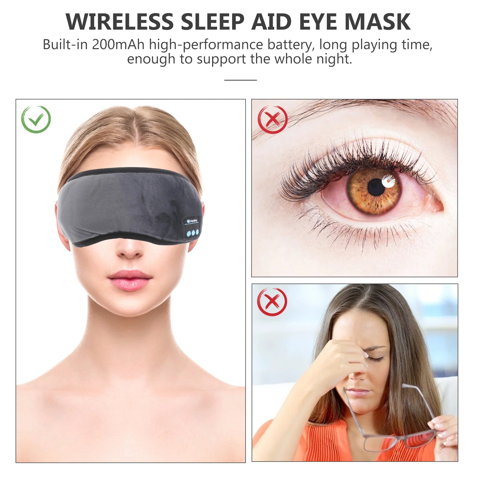 Sleep Headphones Eye Mask - Bluetooth Wireless Stereo Headset Tidesmit