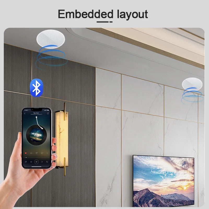 2 Inch Mini Bluetooth Ceiling Speakers Home Audio Audience Stereo Sound System Indoor Music Flush Mount Speakers Kitchen Bedroom