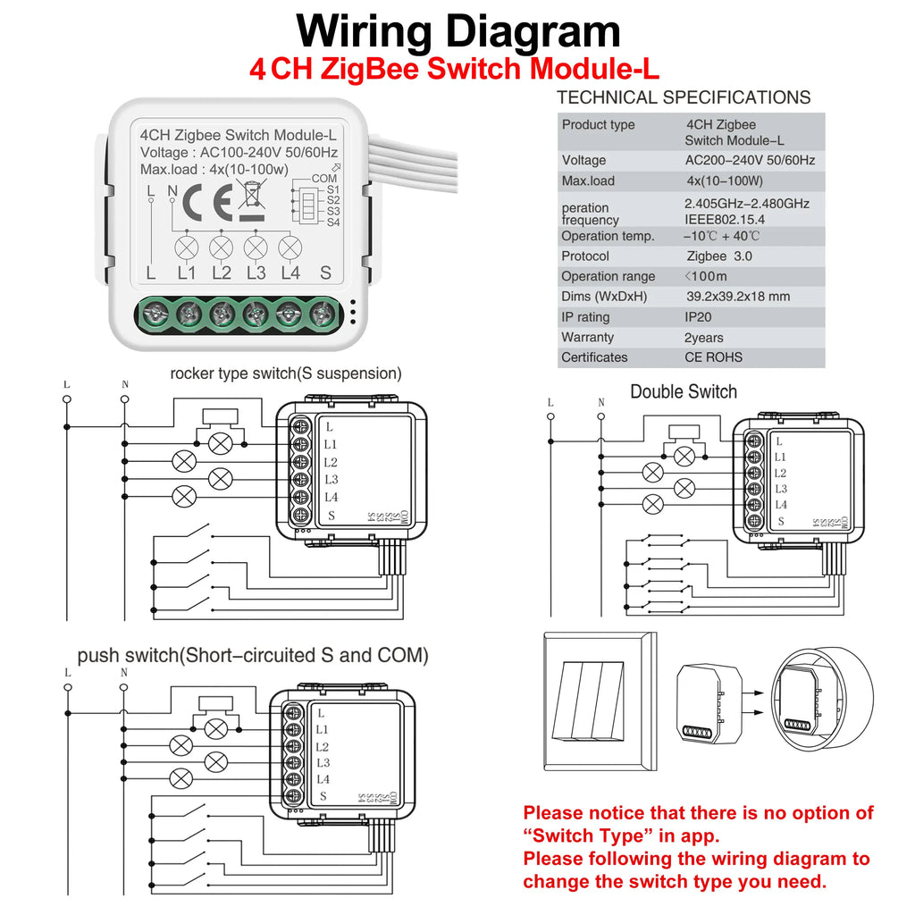 GIRIER Tuya ZigBee 3.0 Smart Switch Module No Neutral Wire Required Smart Home DIY Light Breaker Works with Alexa Google Home