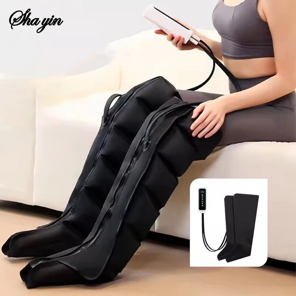 Air Compression Massage Boots for Leg Circulation - Black EU Plug Relaxation Treatment Tidesmit