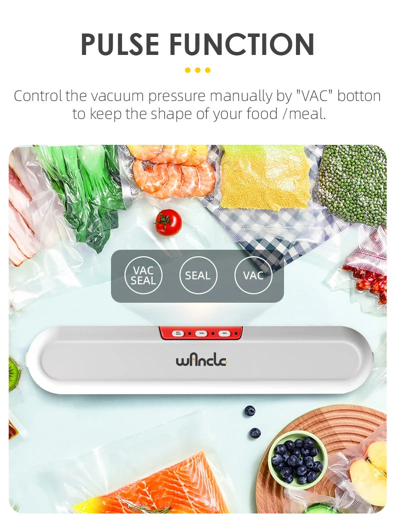 Wancle Food Vacuum Sealer 220V Electric Household Vacuum Packing Machine For Food Storage Manual Function With 10 Pcs Bags