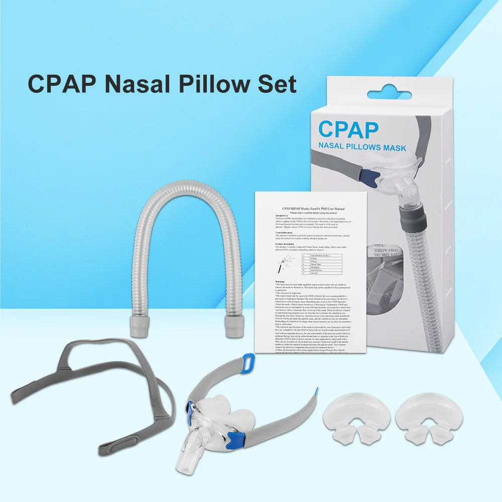 Cpap Nasal Pillows Mask Universal Sleep Apnea Nasal Mask With Headgear For Cpap&Bipap Mask With S/M/L 3 Sizes Silicone Cushions