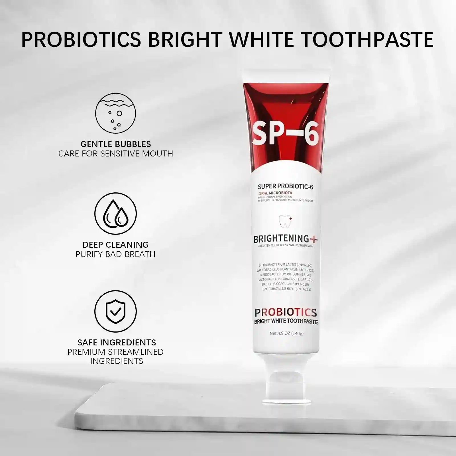 Tidesmit 140g SP-6 Probiotic Whitening Toothpaste for plaque removal and fresh breath oral care