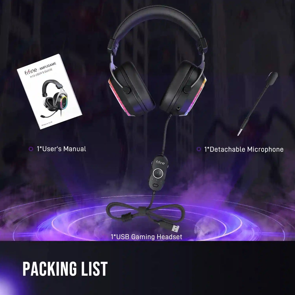 RGB Gaming Headset with 7.1 Surround Sound and Detachable Microphone (H13) Tidesmit