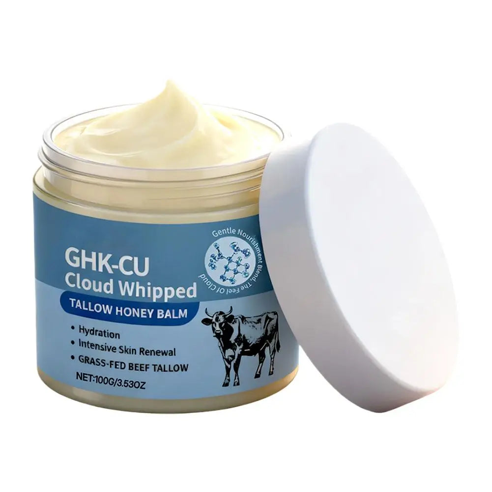 GHK-CU Cloud Whipped Tallow Honey Balm 100g Grass-Fed Beef Tallow, Intensive Hydration & Skin Renewal,Moisturizer for Face Body