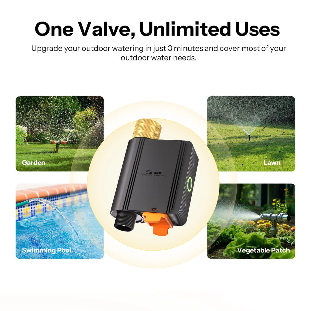 SONOFF Smart Water Valve Hydro Series Hydro ONE Zigbee With Flow Meter Brass Water Inlet Apple Home SWV-ZFE SWV-ZFU
