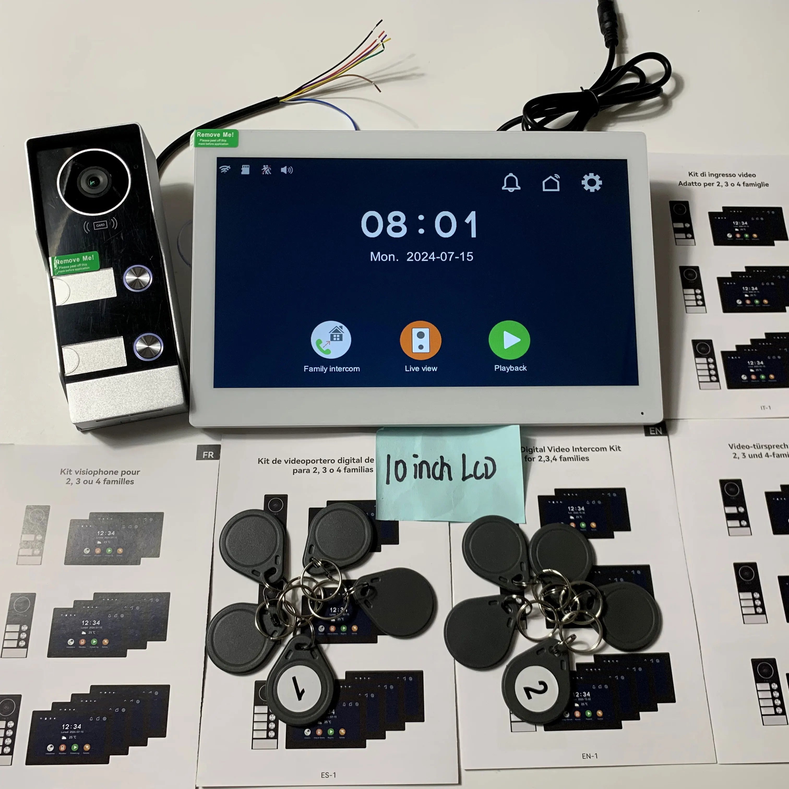 New 10 Inch Wifi Video Door Bell Intercom System with RFID Doorbell Camera Family Multi Nits Apartment Video Door Phone Intercom