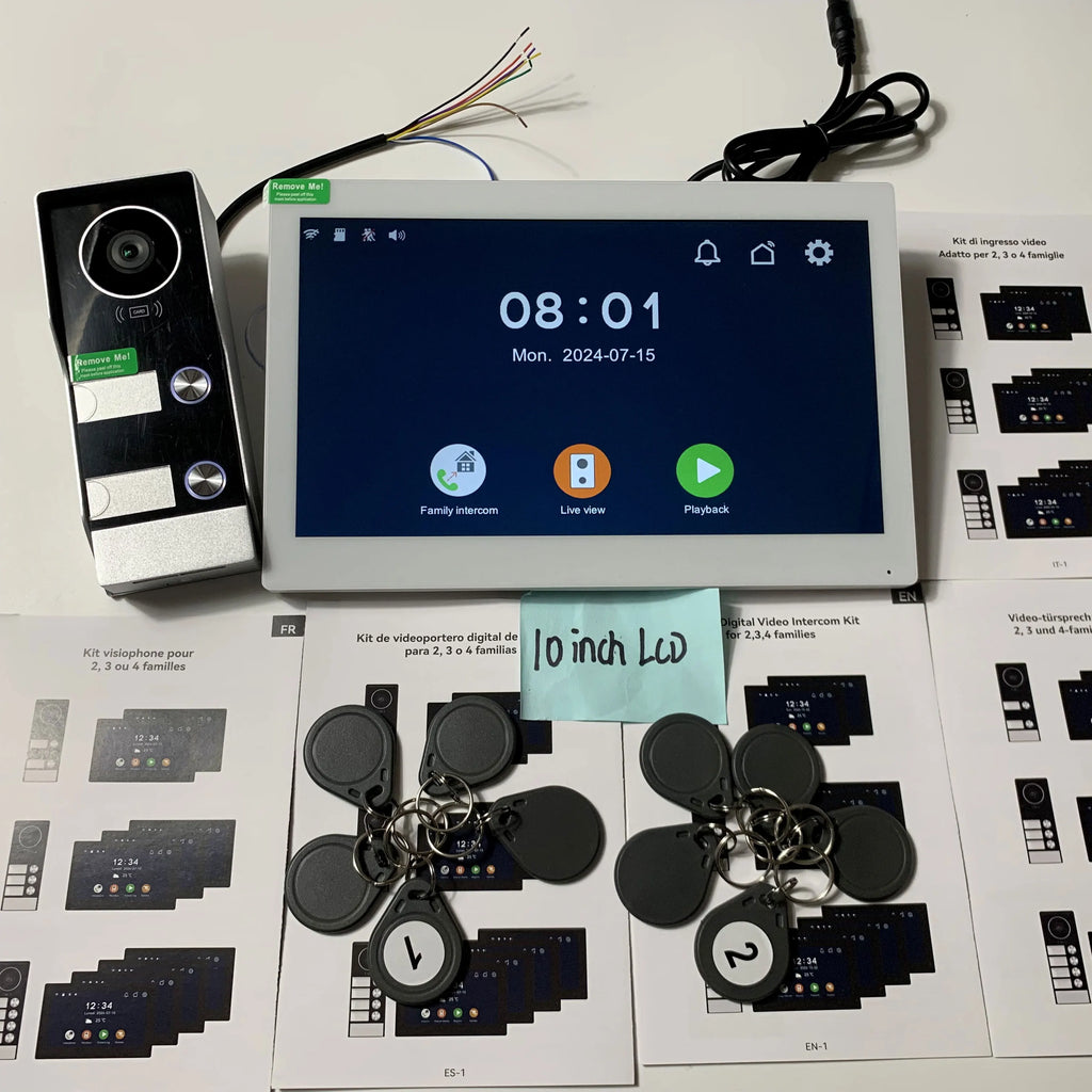 WiFi 10 Inch Video Door Bell Intercom System with RFID Doorbell Camera Family Multi Nits Apartment Video Door Phone Intercom