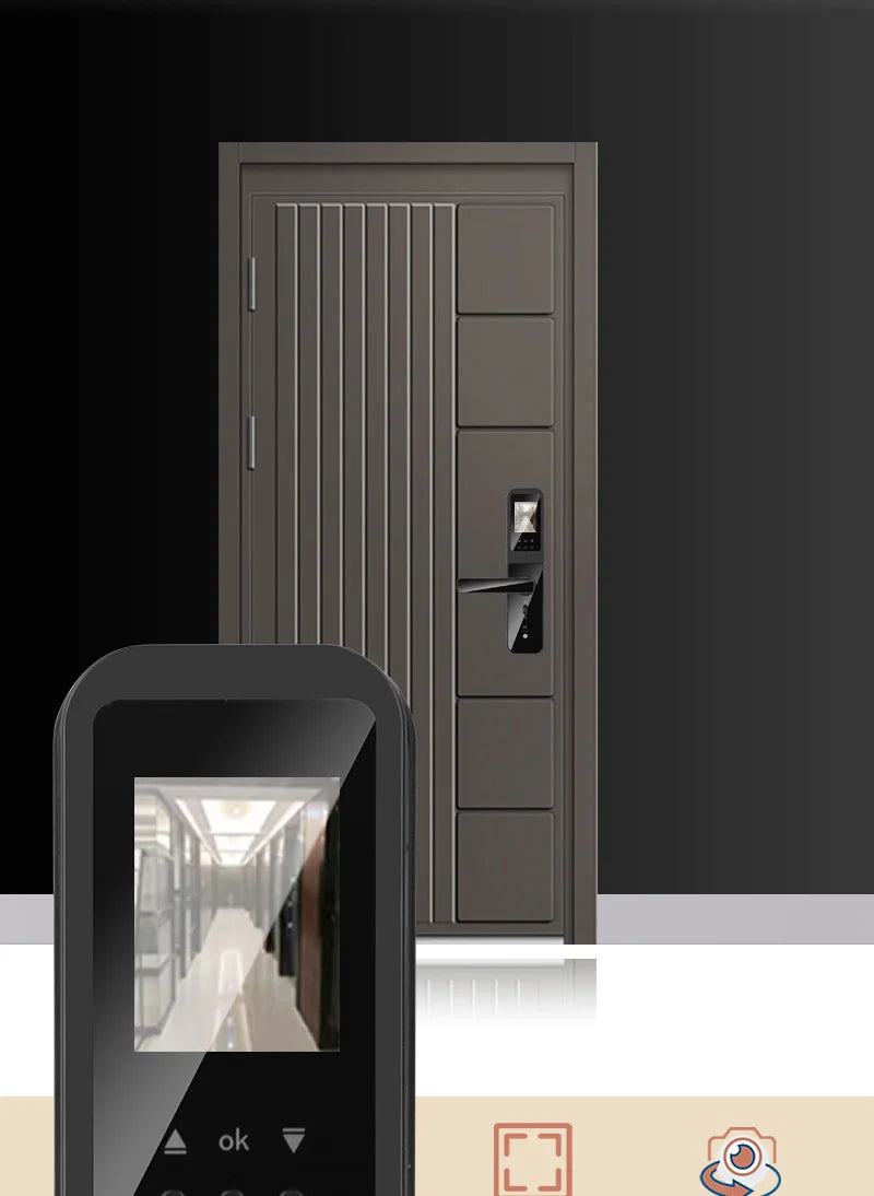 New Biometric Digital Electronic Smart Door Lock With Camera Fingerprint Tuya Wifi Smart Card Password Key Unlock