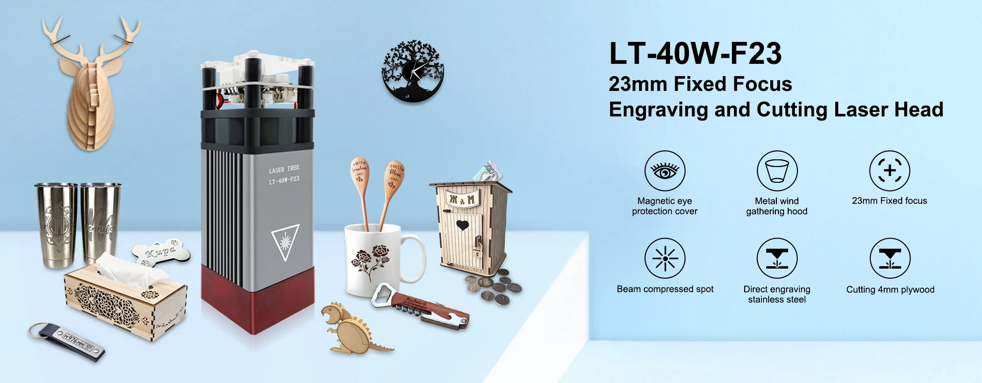 LASER TREE 20w 40W 80W Laser Module 450nm Laser Head Blue Laser for Cnc Laser Engraving Cutting Machine WoodWorking DIY Tools