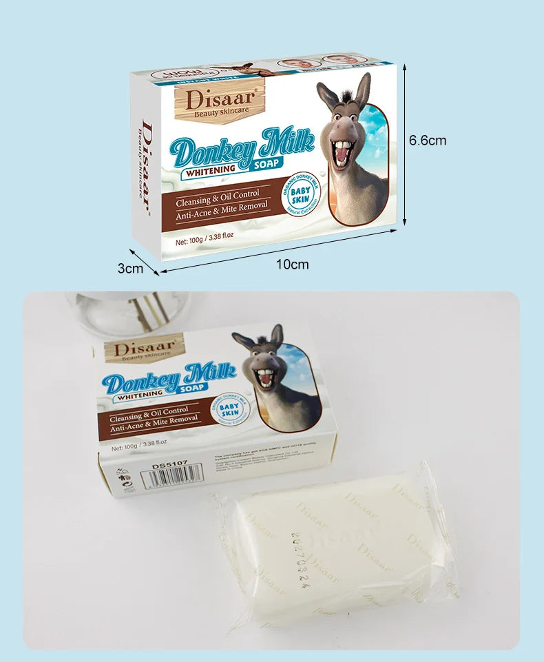 Whitening Donkey Milk Handmade Soap Body Cleanser with Kojic Acid Curcuma Lemon Rice Sandalwood - Skin Care Foaming Bar