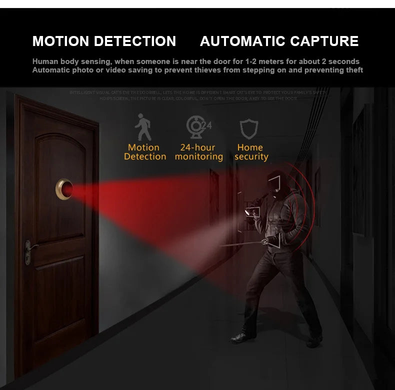 4.5 Inch Smart Digital Door Viewer Camera Door Eye Video Record Peephole Viewers IR Night Vision PIR Motion No Disturb Doorbell