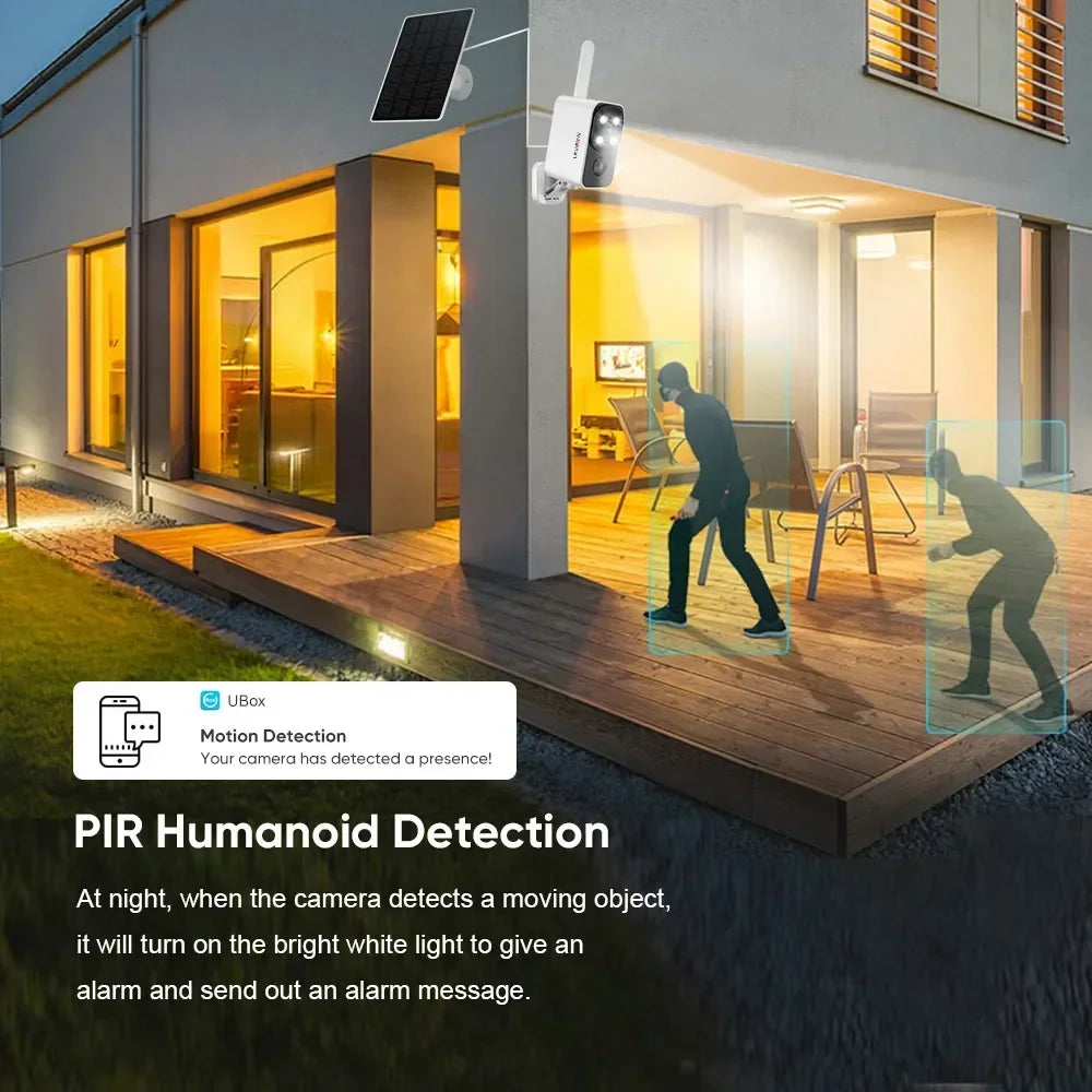 LS VISION Outdoor Solar Camera Wireless Cam WIFI/4G Ultra Standby Time PIR Motion Light Color Night Vision AI Detect Battery Cam
