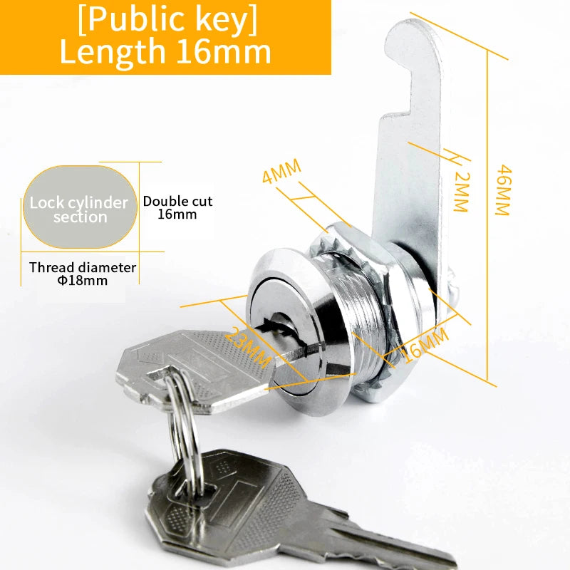 5Set Security Lock Metal Cylinder Cabinet Locker Cam Lock With Keys Security Mailbox Lock Drawer 16mm/20MM/25MM/30MM