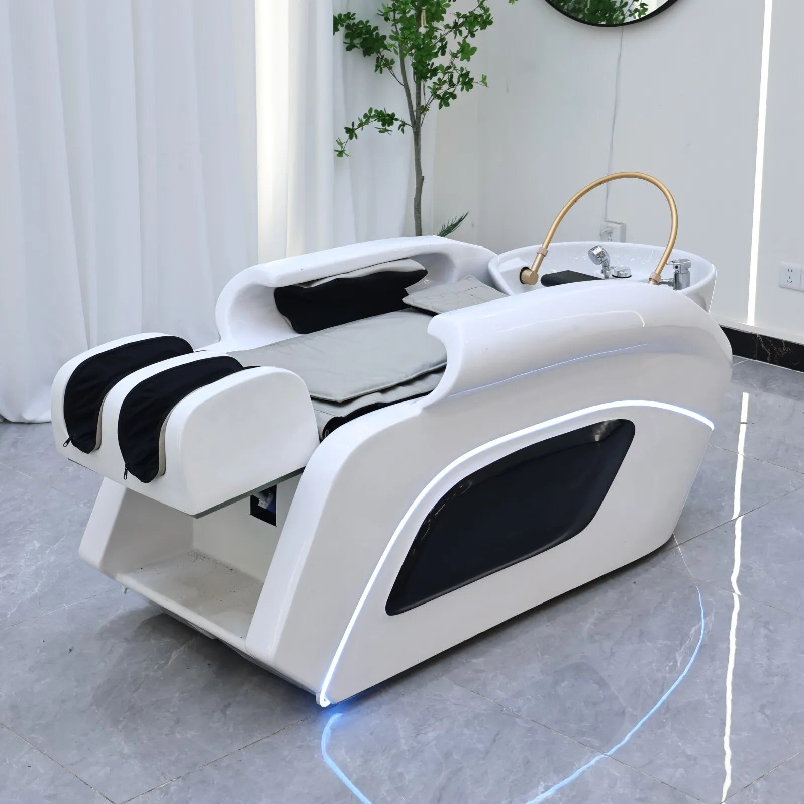 Massage Shampoo Bed for Salons – Ergonomic Hair Wash Station with Heat Massage Chairs Tidesmit