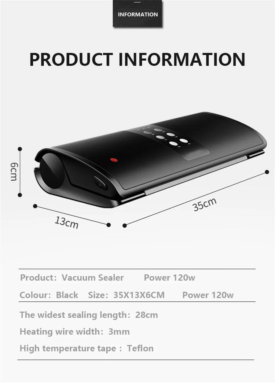 Electric Food Vacuum Sealer 110V/220V Automatic Household Kitchen Dry Wet Mode Plastic Packaging Sealer for Kitchen