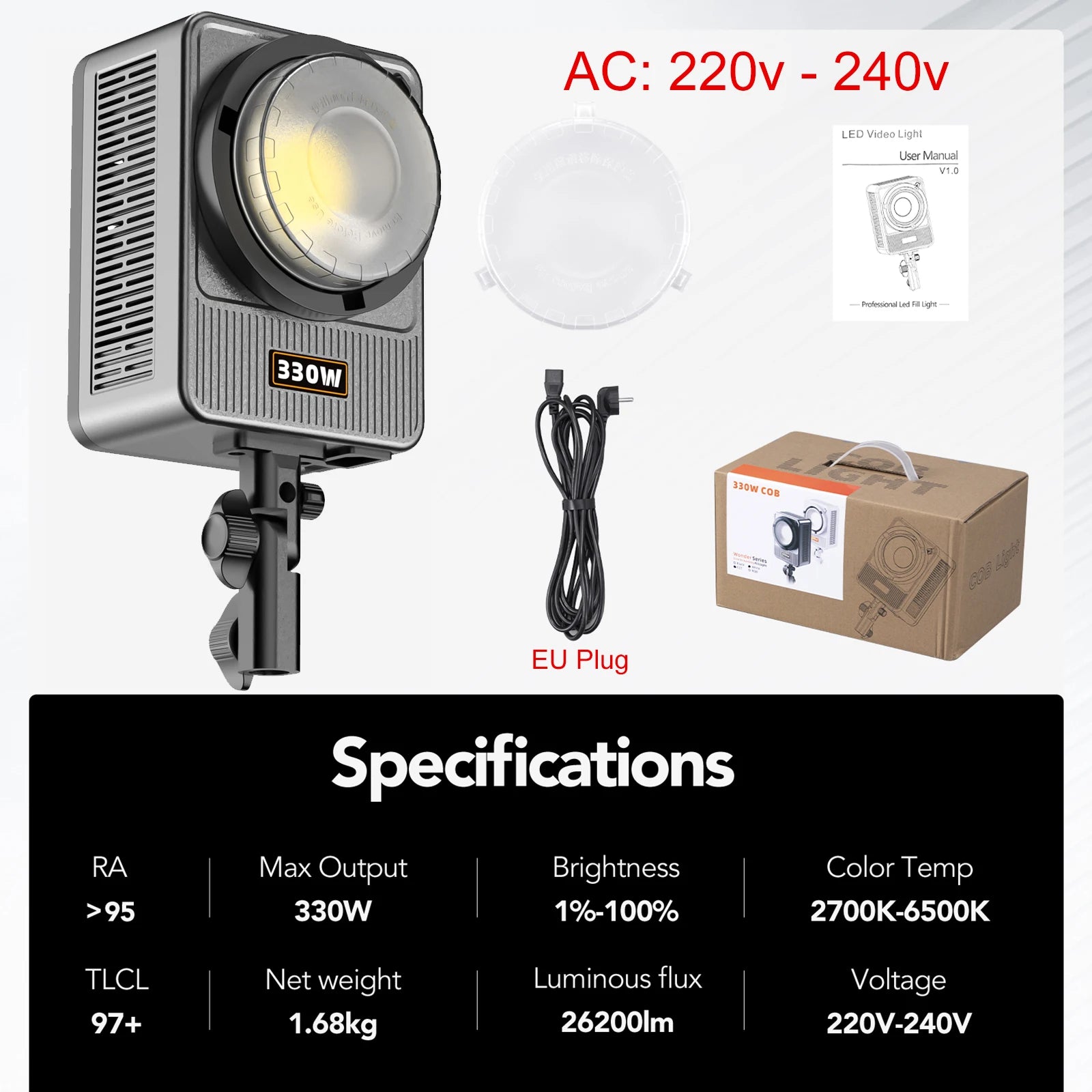 330W LED Video Light Studio Spotlight - Bowens Mount NA330 Pro NA330 Pro Tidesmit