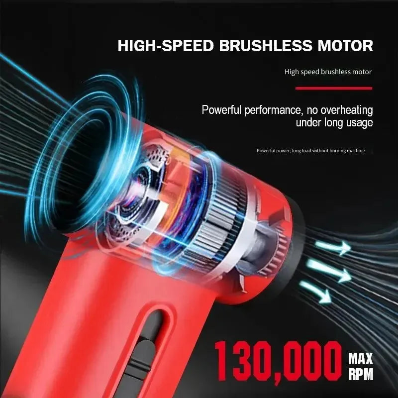 WMARK red cordless hair dryer with 130,000 RPM brushless motor for powerful, high-speed drying and professional results.