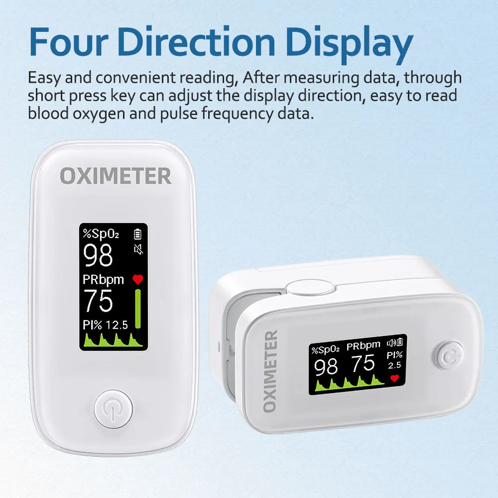 Fingertip Pulse Oximeter Blood Oxygen Saturation Monitor with Alarm, Plethysmograph and Perfusion Index