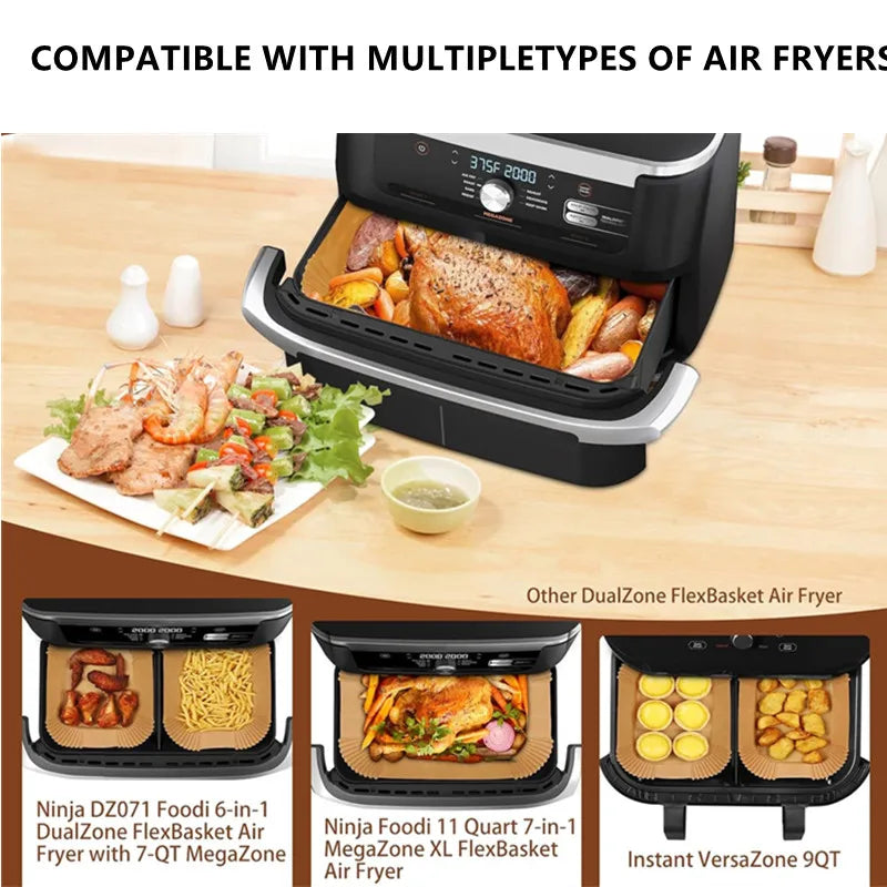 50-200pcs Rectangle Disposable Air Fryer Paper Non-Stick Airfryer Baking Paper Liner Oilproof Oven Pad Mat for Ninja for Philips