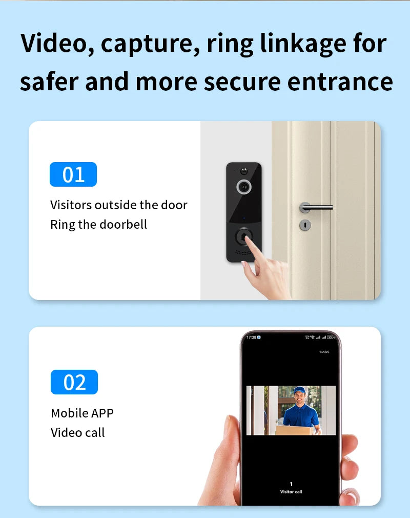 2.4G WIFI Video Doorbell 1080P TTLOCK Outdoor Security Protection Wireless infrared night vision Intercom Camera Ringing Bell