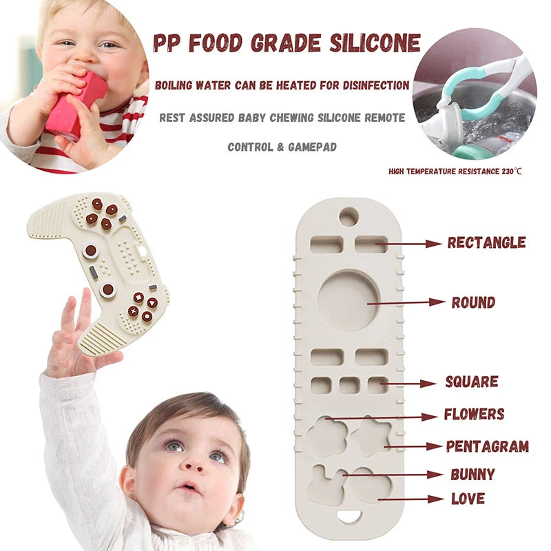 Silicone Baby Teething Toys Remote Control, Remote Control Game Controller Silicone Teething Toy for Babies 6-12 Months Gifts