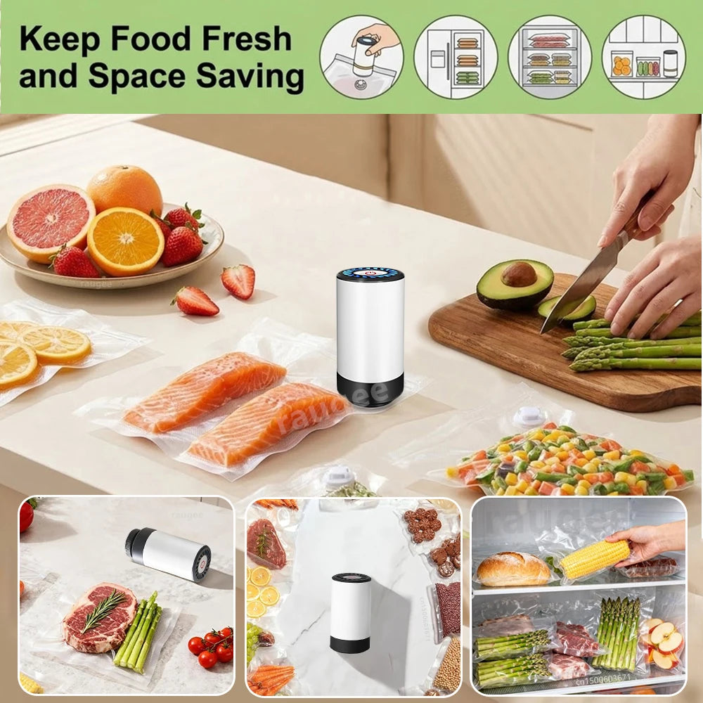 Electric Vacuum Sealer Pump Mini Handheld Vacuum Pump with Food Vacuum Bags USB Rechargeable Portable Mini Vacuum Sealer Machine