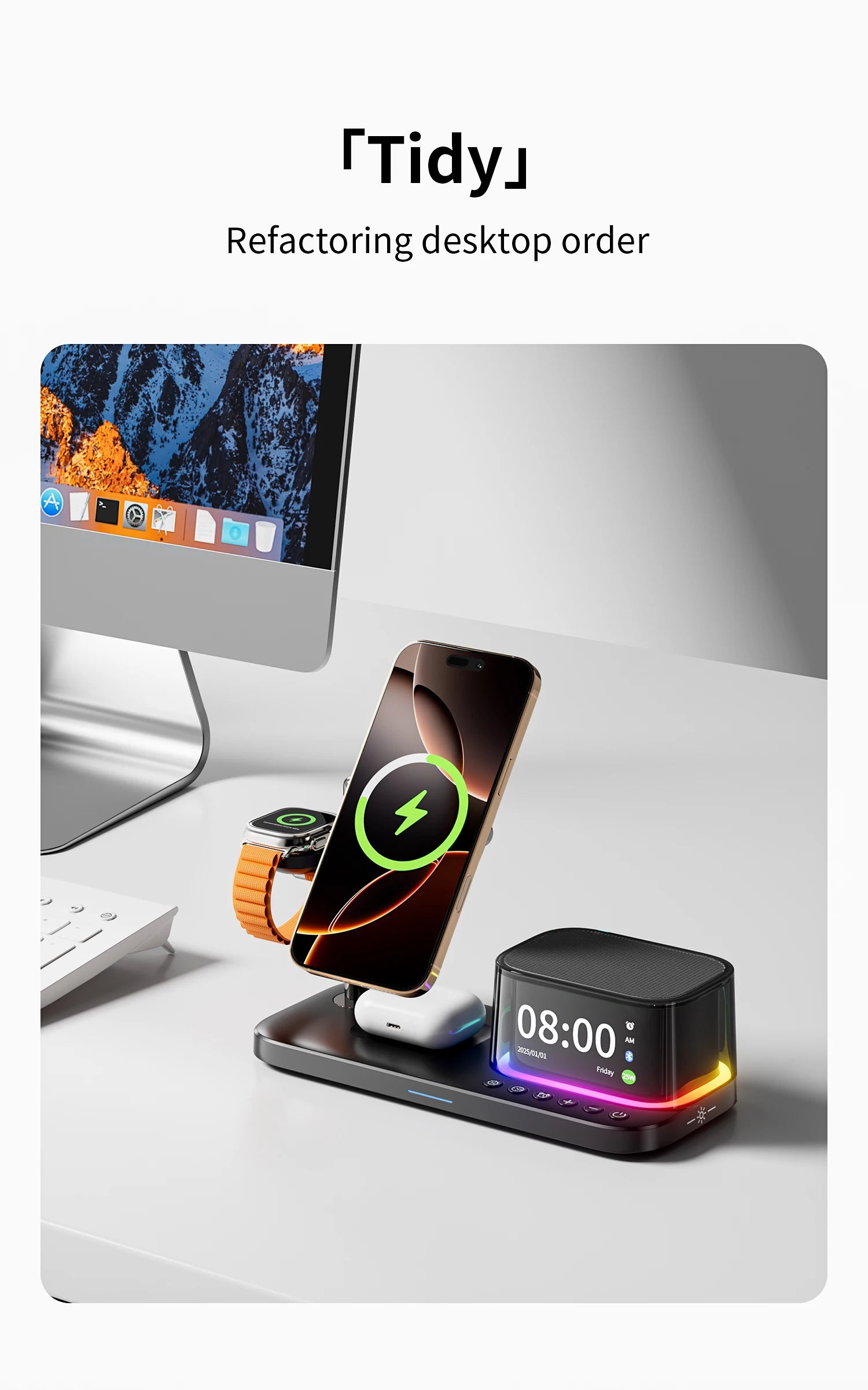 5-in-1 Wireless Charger Stand - MagSafe Compatible Qi Certified Station Tidesmit