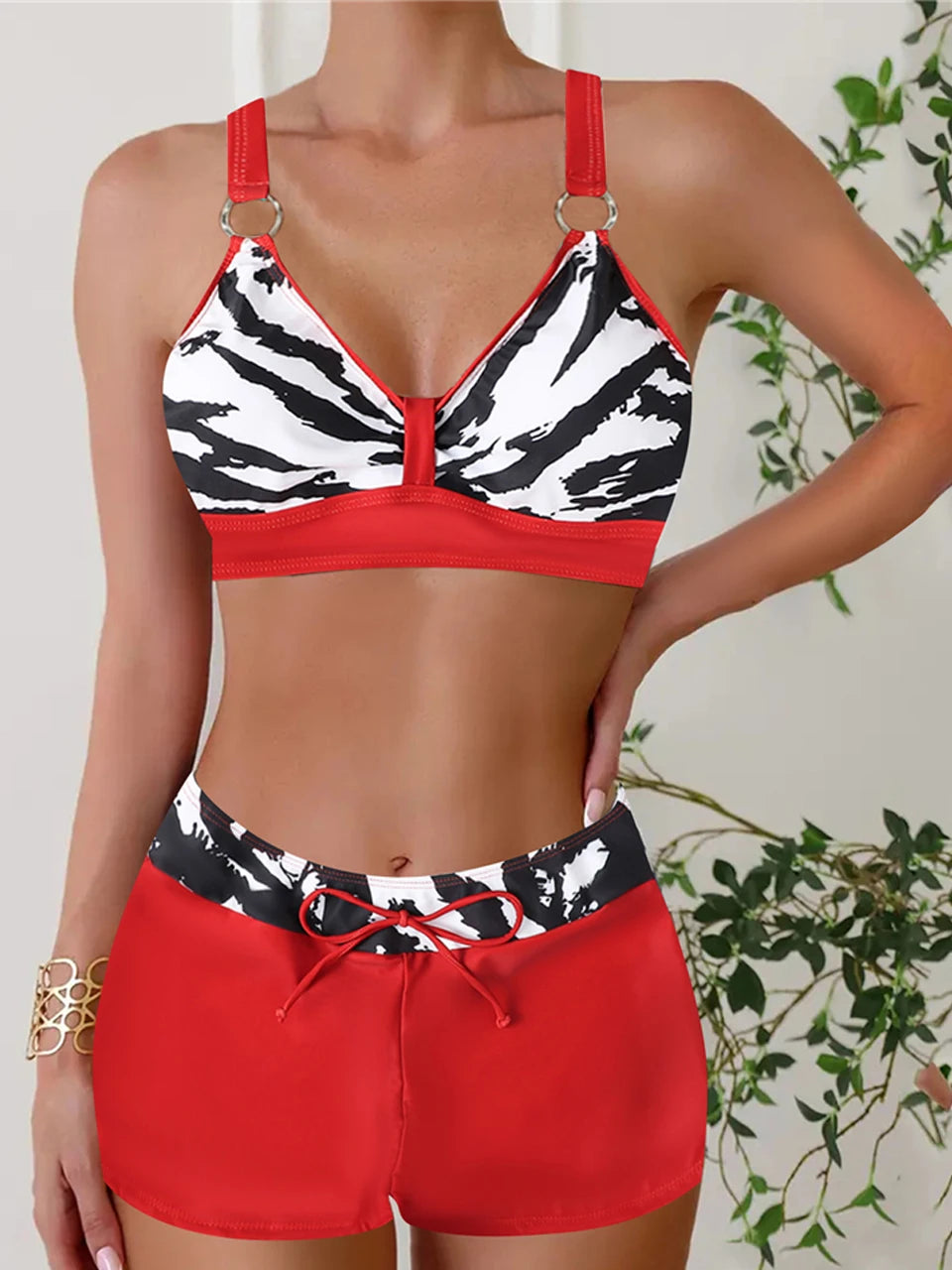 2025 High Waist Bikinis Women Sports Swimwear Print Bathing Suit Female Padded Beach Wear Bathers Swimming Swimsuit Summer