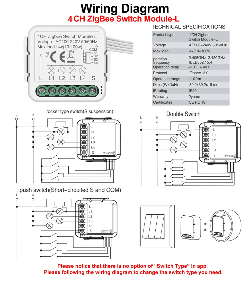 GIRIER Tuya ZigBee 3.0 Smart Switch Module No Neutral Wire Required Smart Home DIY Light Breaker Works with Alexa Google Home