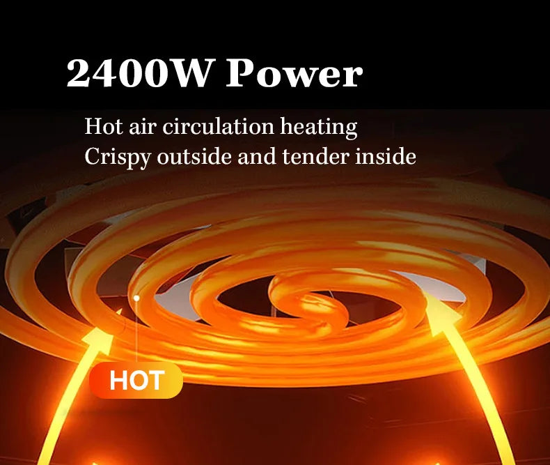 7L Air Fryer Big Capacity Stainless Steel Visible Electric Fryer Household Electric Oven Multi-function