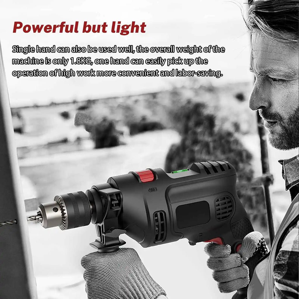 780W Electric Hammer Drill 13mm Variable Speed Corded Impact Drill, Dual Mode Drill Driver for Concrete, Wood, Steel with Auxiliary Handle Hole Drilling Power DIY Tools