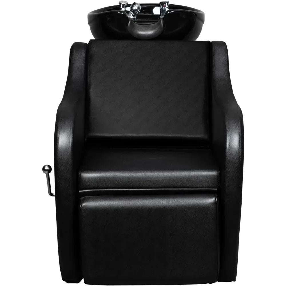 Salon Shampoo Backwash Unit - Black With Adjustable Footrest Massage Chairs Tidesmit
