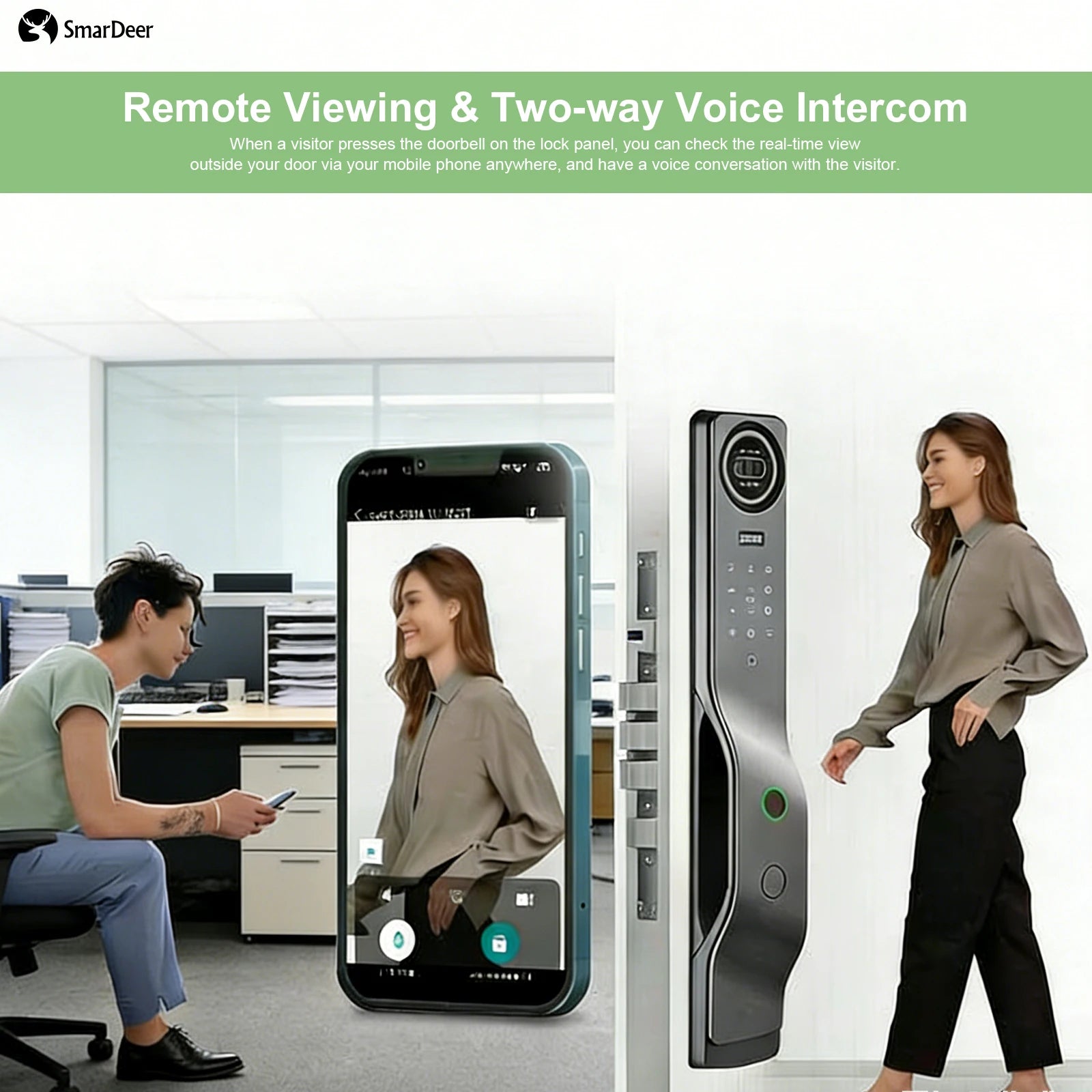 3D Facial Recognition Smart Door Lock with Video Doorbell Camera, Tuya WiFi Fingerprint Password Keyless Security Lock