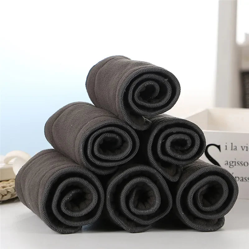 1PC Adult Diaper Insert 4/5-Layer Bamboo Charcoal High Absorption Washable Cloth Diapers Liner Reusable Nappies for Incontinent