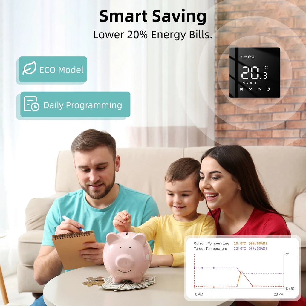 Tuya thermostat wifi smart gas boiler/water electric floor heating controller  temperature remote controller with google alexa