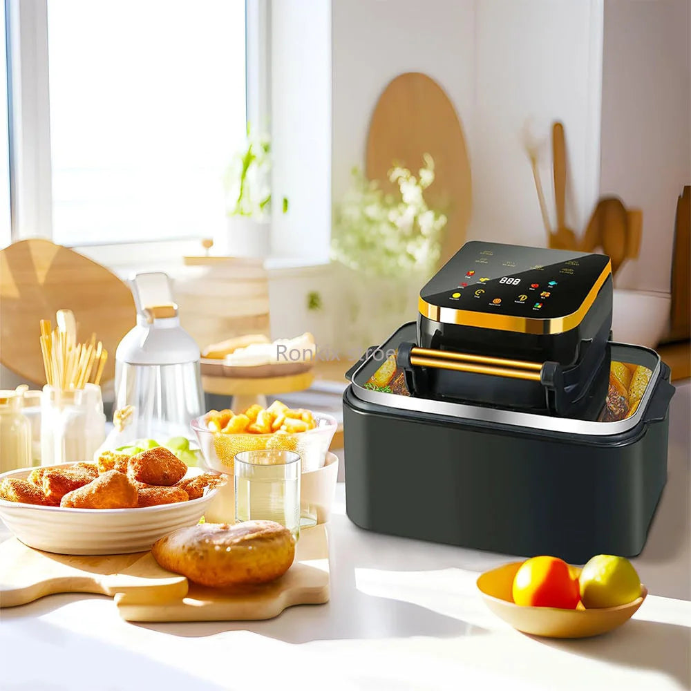 OEM Stainless Steel Square Intelligent Air-Fusion Air Fryer 8.1-10L Digital Control Non-Stick Energy-Saving Class Energy