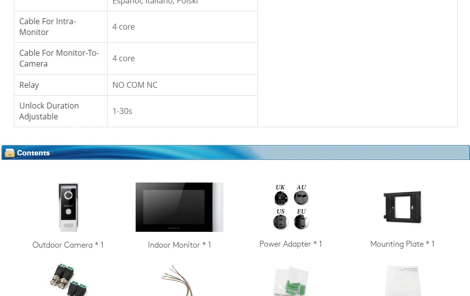HOMSECUR 7” WIFI Tuya APP 4 Wire Video Door Phone Intercom System 1 Doorbell Camera 1 Indoor Monitor