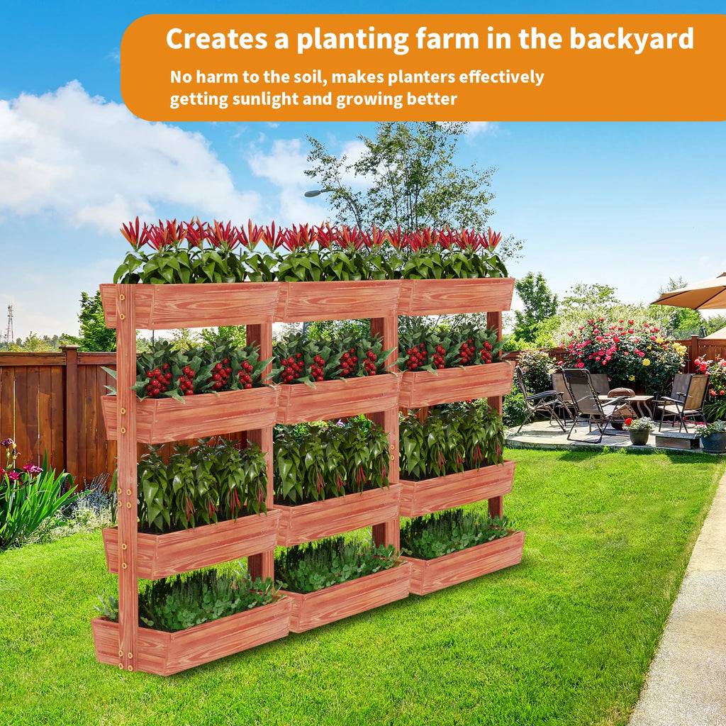 4-Tier Vertical Raised Planter Box Elevated Garden Bed Outdoor Wooden Herb Planter for Gardening And Plant Cultivation