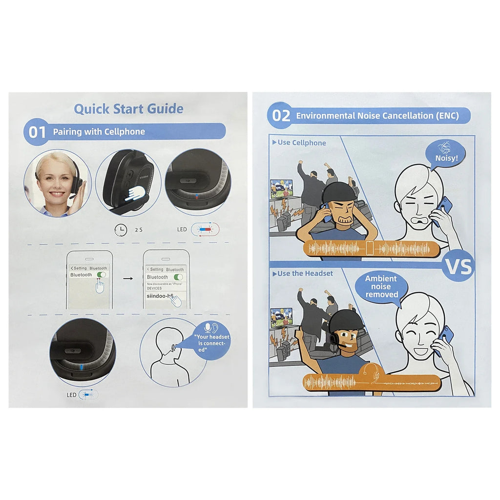 Wireless Call Center Headset with Mic - 50H Talk Time | Tidesmit Tidesmit