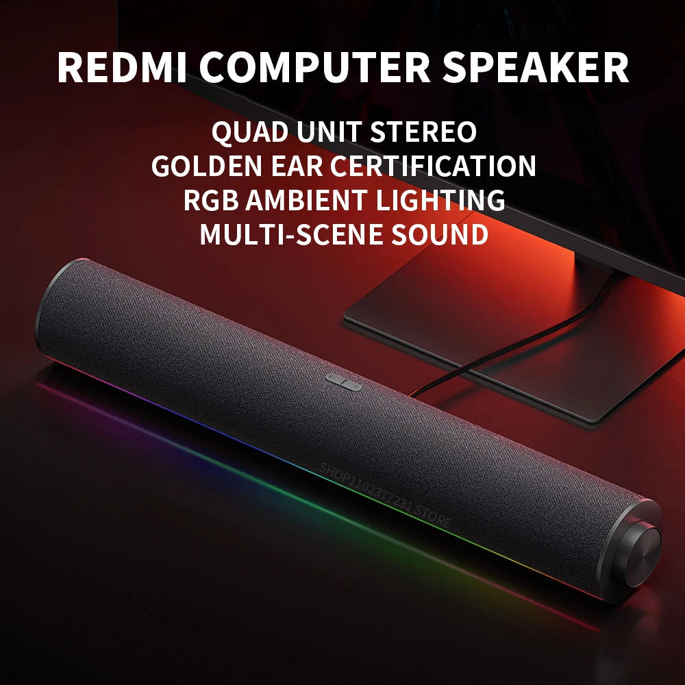 Redmi Computer Speaker Four-Unit Two-Channel Stereo RGB Ambient Light Bluetooth 5.0 Built-in Microphone Knob Control -CN Version