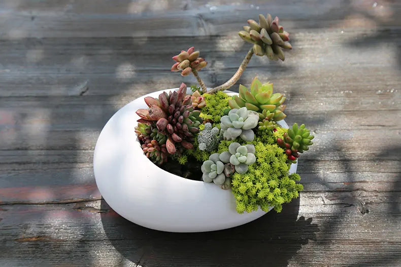 Oval Ceramic Succulent Pot Garden Supplies Balcony Flowerpot Plant Pot Garden Pots Planters Landscaping Potted Plant Flower Pots