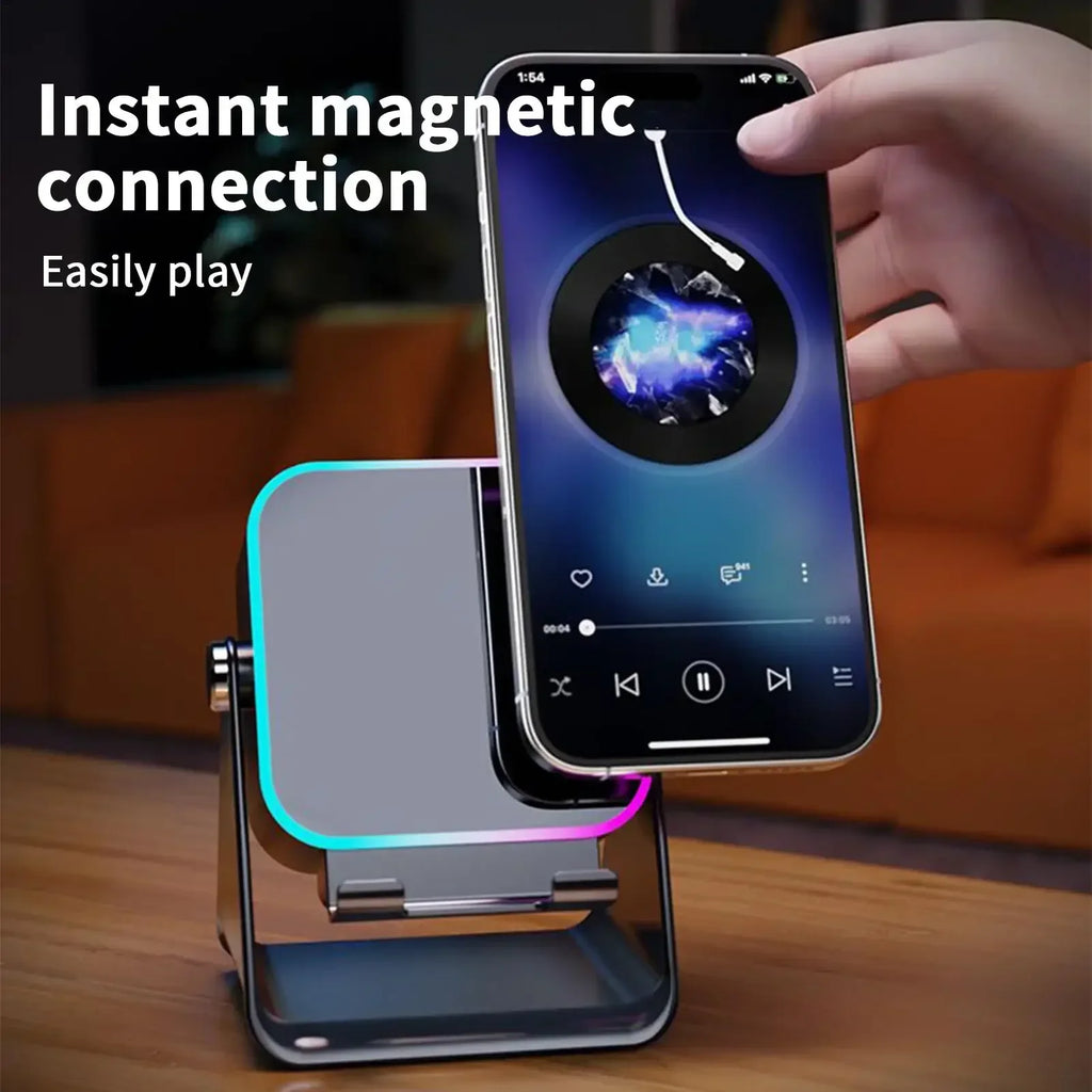 5 In 1 Auto Induction Bluetooth Speaker With 8 Modes RGB Light Portable Audio Device With Phone Holder Holiday Christmas Gift