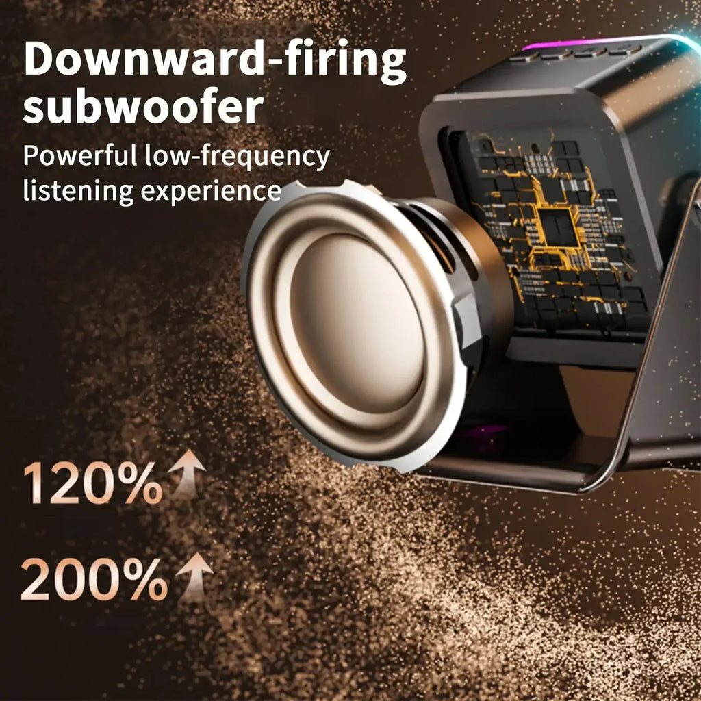 5 In 1 Auto Induction Bluetooth Speaker With 8 Modes RGB Light Portable Audio Device With Phone Holder Holiday Christmas Gift
