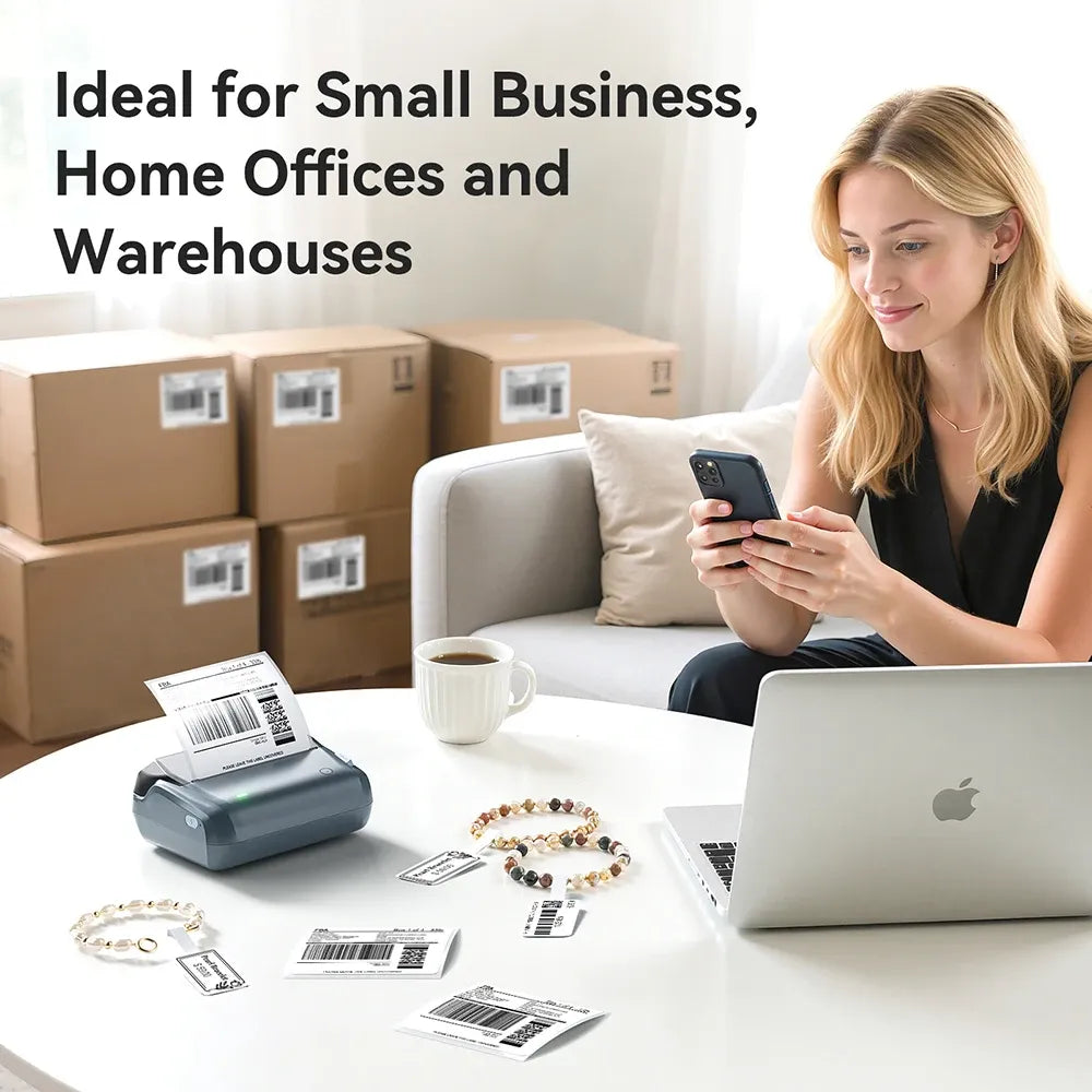 White barcode and shipping label stickers for small business and home office use