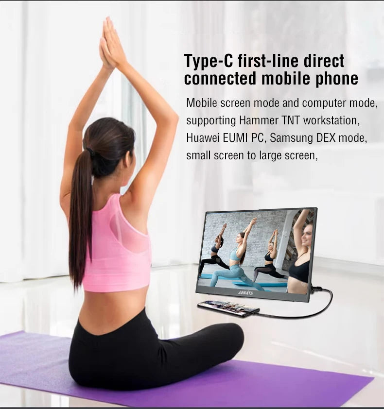 Anmite 15.6-Inch Portable Touch Monitor Non-touch Optional 1080P HDR 16:9 For XBox PS4 / 5 Switch Cell Phone PC Loptop Extensio